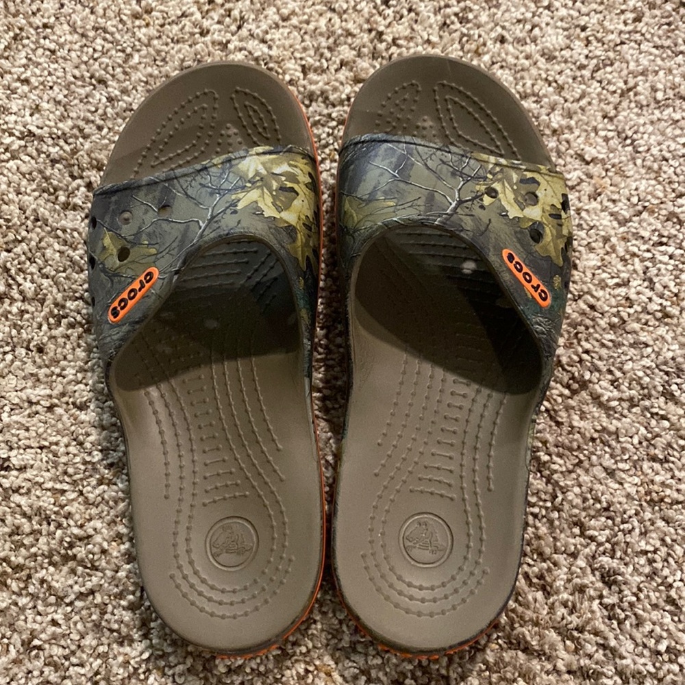 Camo croc slides